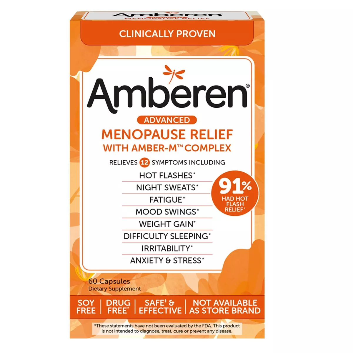 Amberen, Multi-Symptom Menopause Relief Capsules, 60 Ea